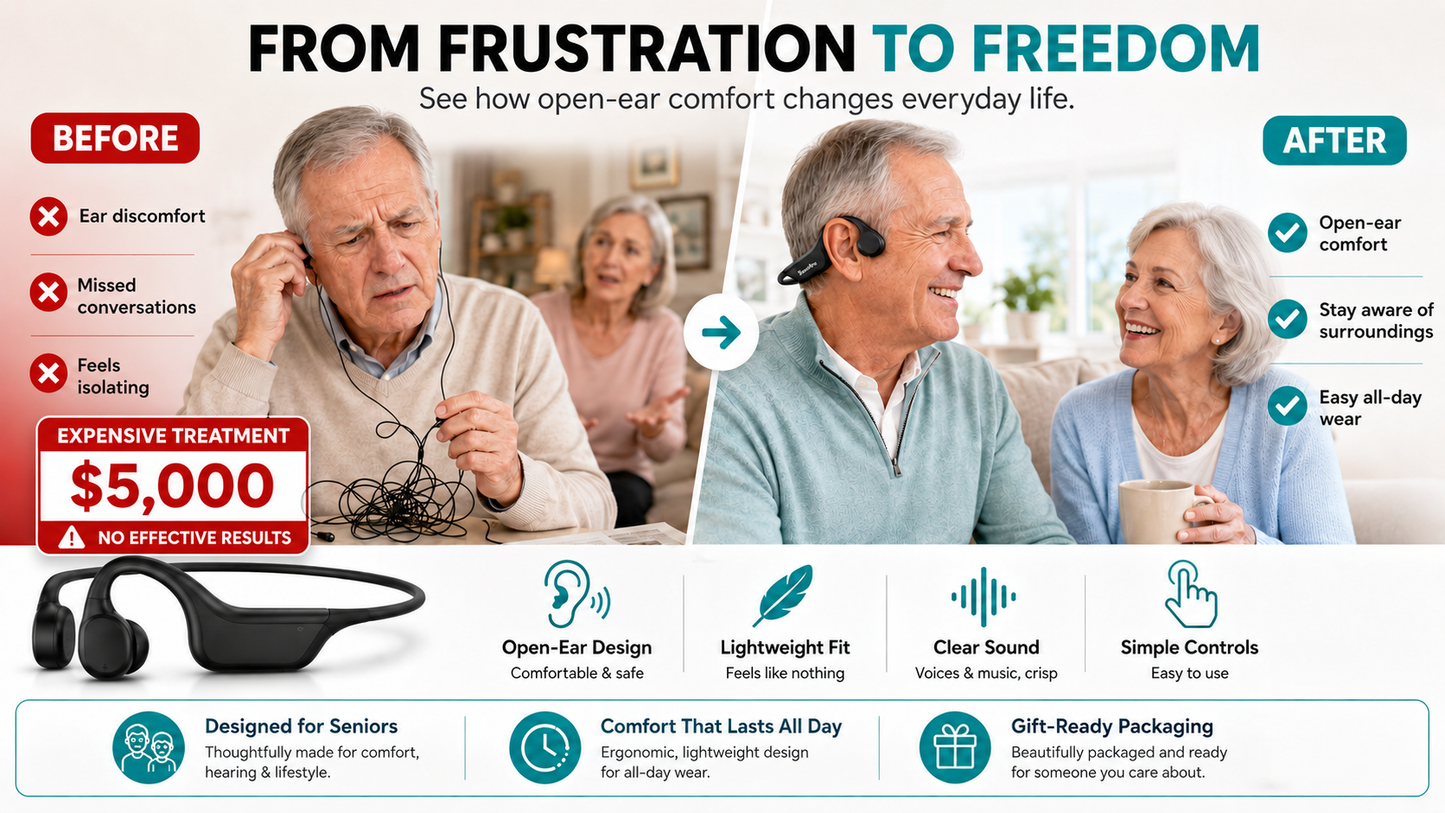🏆Flash Sale⚡ 50K+ SOLD⏰👂Revitalize your ears again💖Advanced Bone Conduction Smart Hearing Headphones
